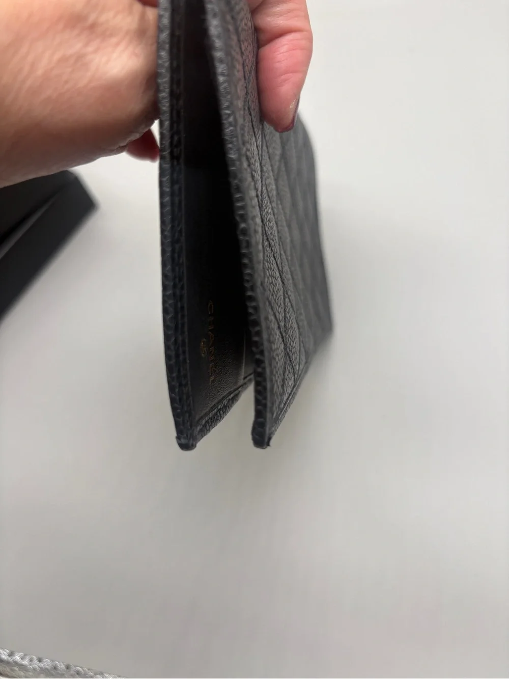 Vintage Chanel Black Caviar Quilted Long Wallet With Box and COA